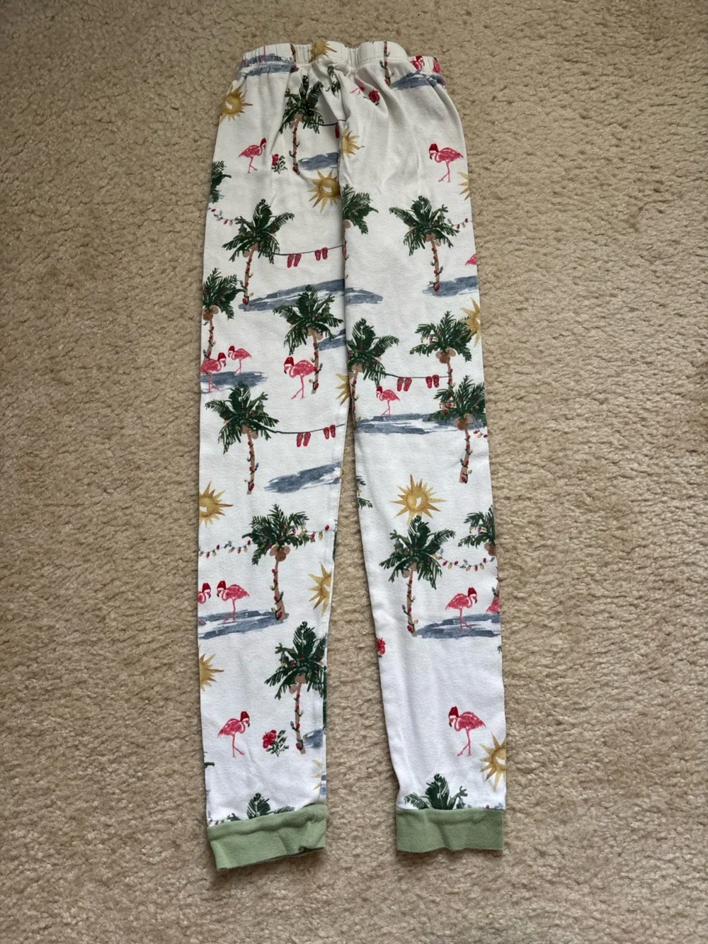 Size 8 Burts Bees Beach Christmas Flamingo Pajama Set